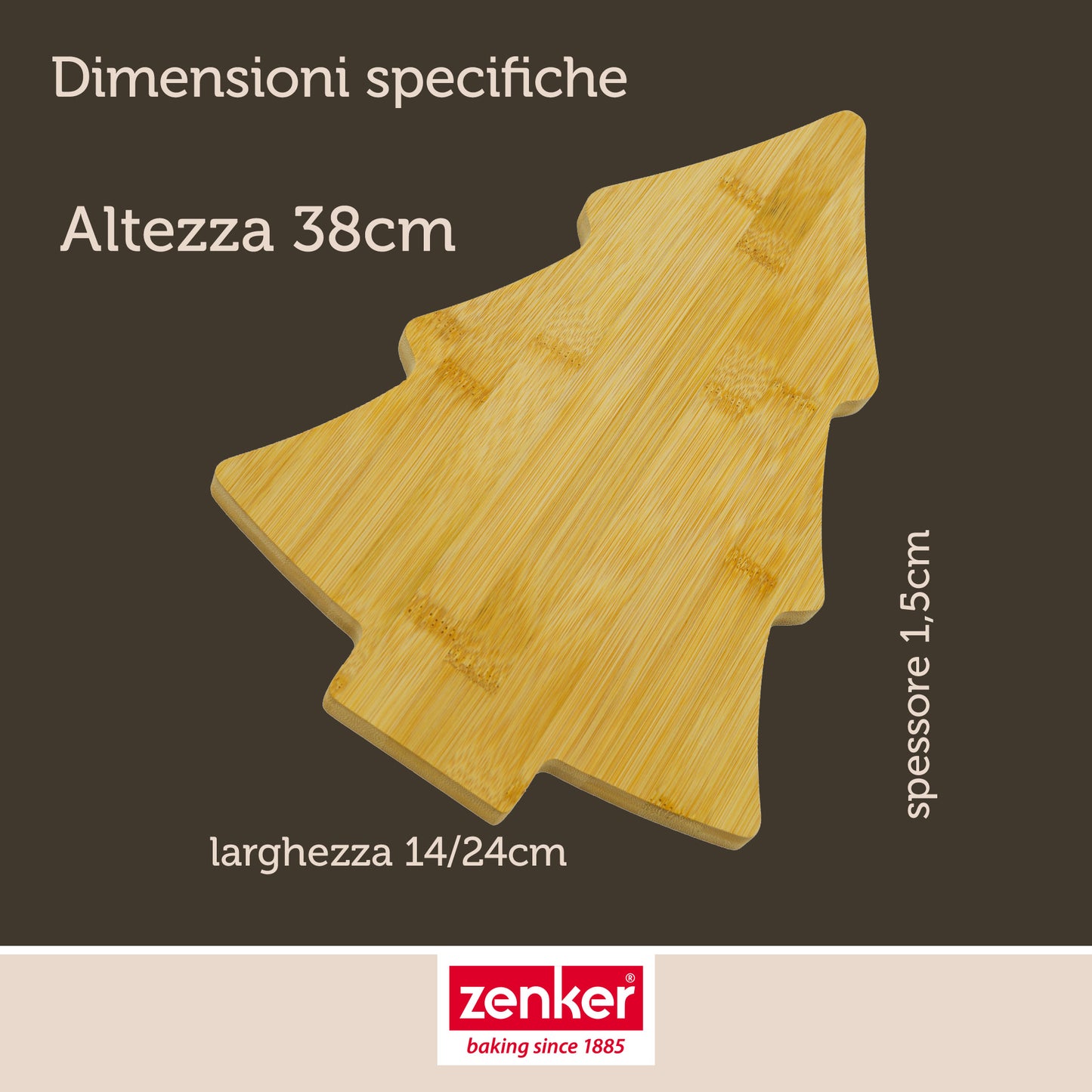 Set Tagliere in Bambù a Forma di Albero di Natale e 2 Tagliabiscotti in Acciaio Inox