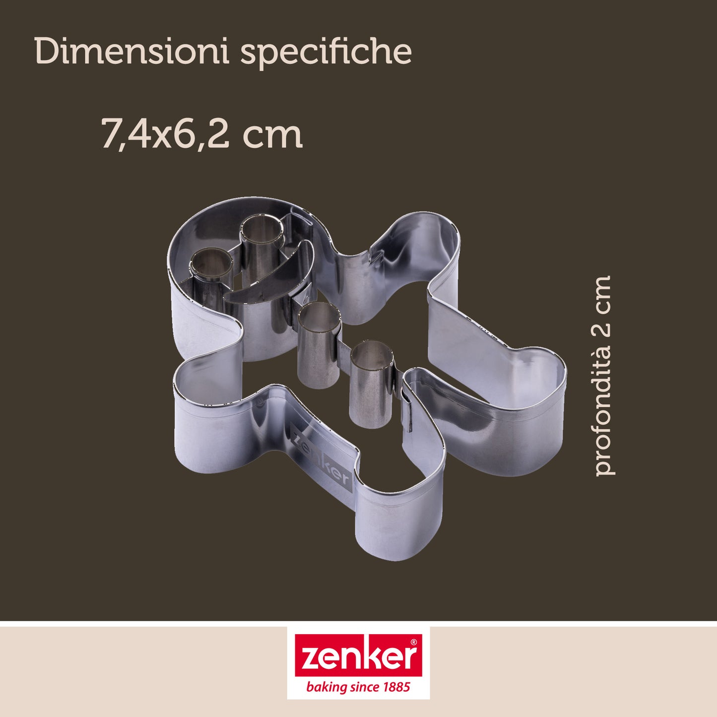 Set Natale Tagliere Omino di Pan di Zenzero in Bambù e Formina per Biscotti in Acciaio Inox