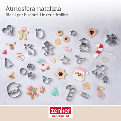 Set Natale Tagliere Omino di Pan di Zenzero in Bambù e Formina per Biscotti in Acciaio Inox