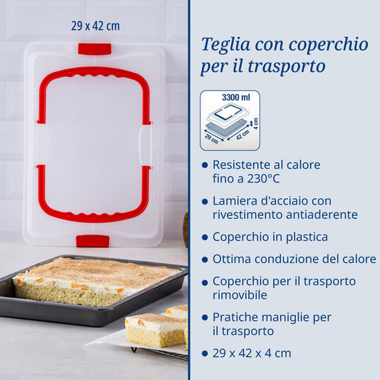 Teglia con coperchio per il trasporto 42 x 29cm, linea Bake&Go