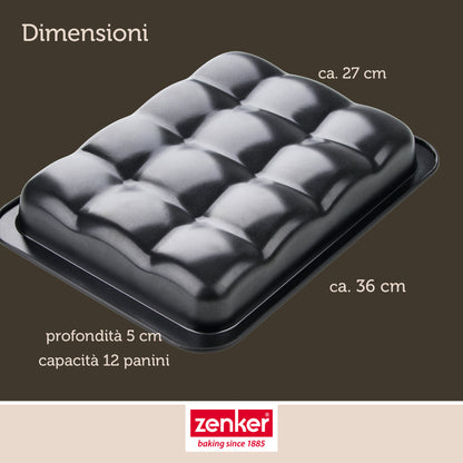 Teglia per panini monoporzione 12 impronte, Linea Black Metallic