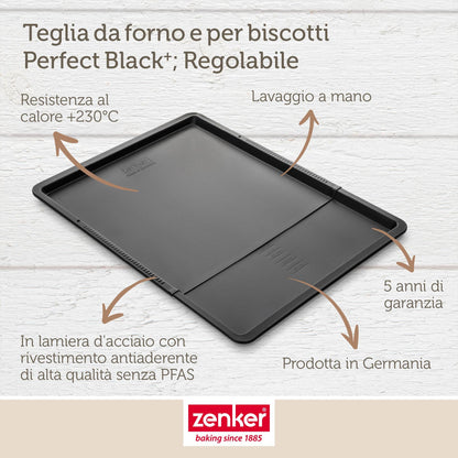 Teglia estensibile, 37-52 cm, Linea Perfect Black