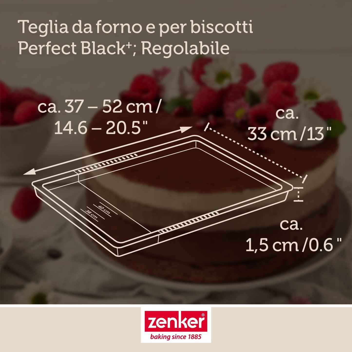 Teglia estensibile, 37-52 cm, Linea Perfect Black