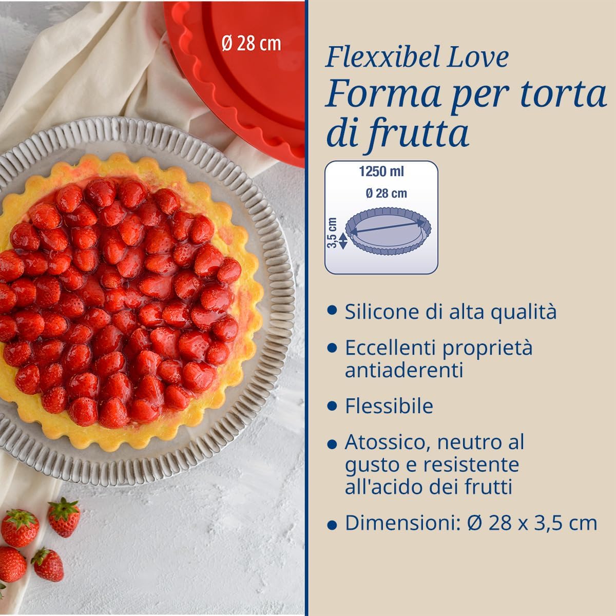 Stampo furbo per crostata in silicone Ø28cm, Linea Flexxibel