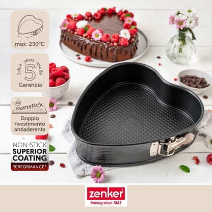 Tortiera a cuore con cerniera, 27x25 cm, Linea Perfect Black