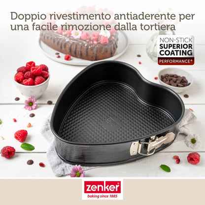 Tortiera a cuore con cerniera, 27x25 cm, Linea Perfect Black
