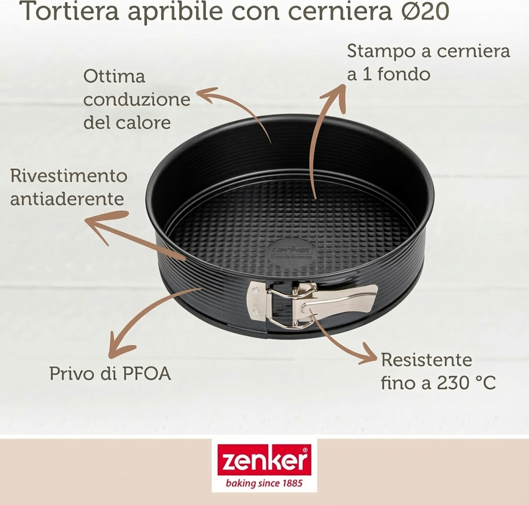 Tortiera antiaderente apribile a cerniera, Ø20cm Linea Black Metallic
