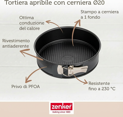 Tortiera antiaderente apribile a cerniera, Ø20cm Linea Black Metallic