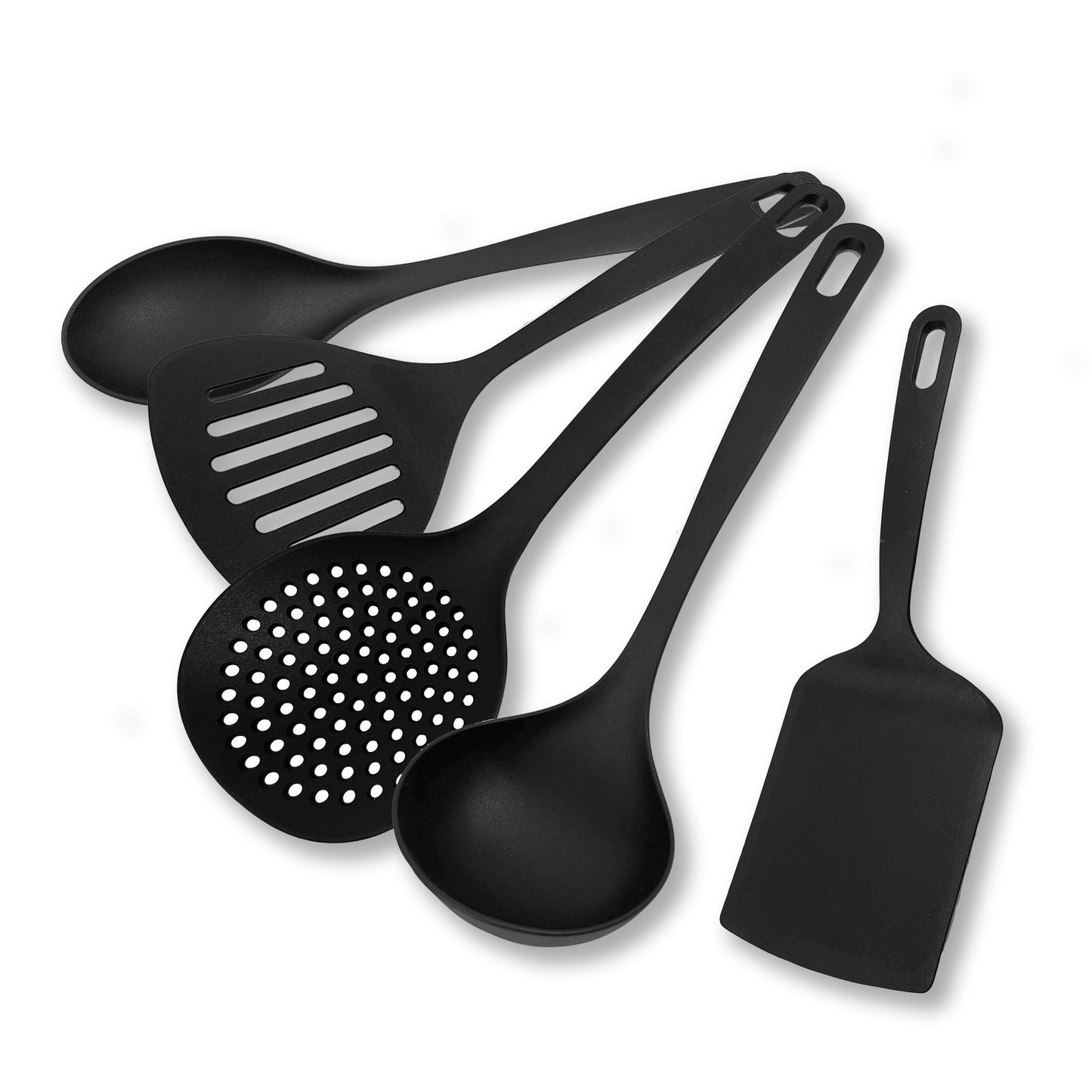 Set di 5 utensili da cucina, in nylon, Linea Nero