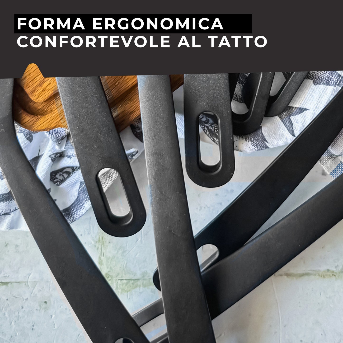 Set di 5 utensili da cucina, in nylon, Linea Nero