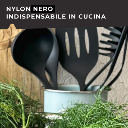 Set di 5 utensili da cucina, in nylon, Linea Nero