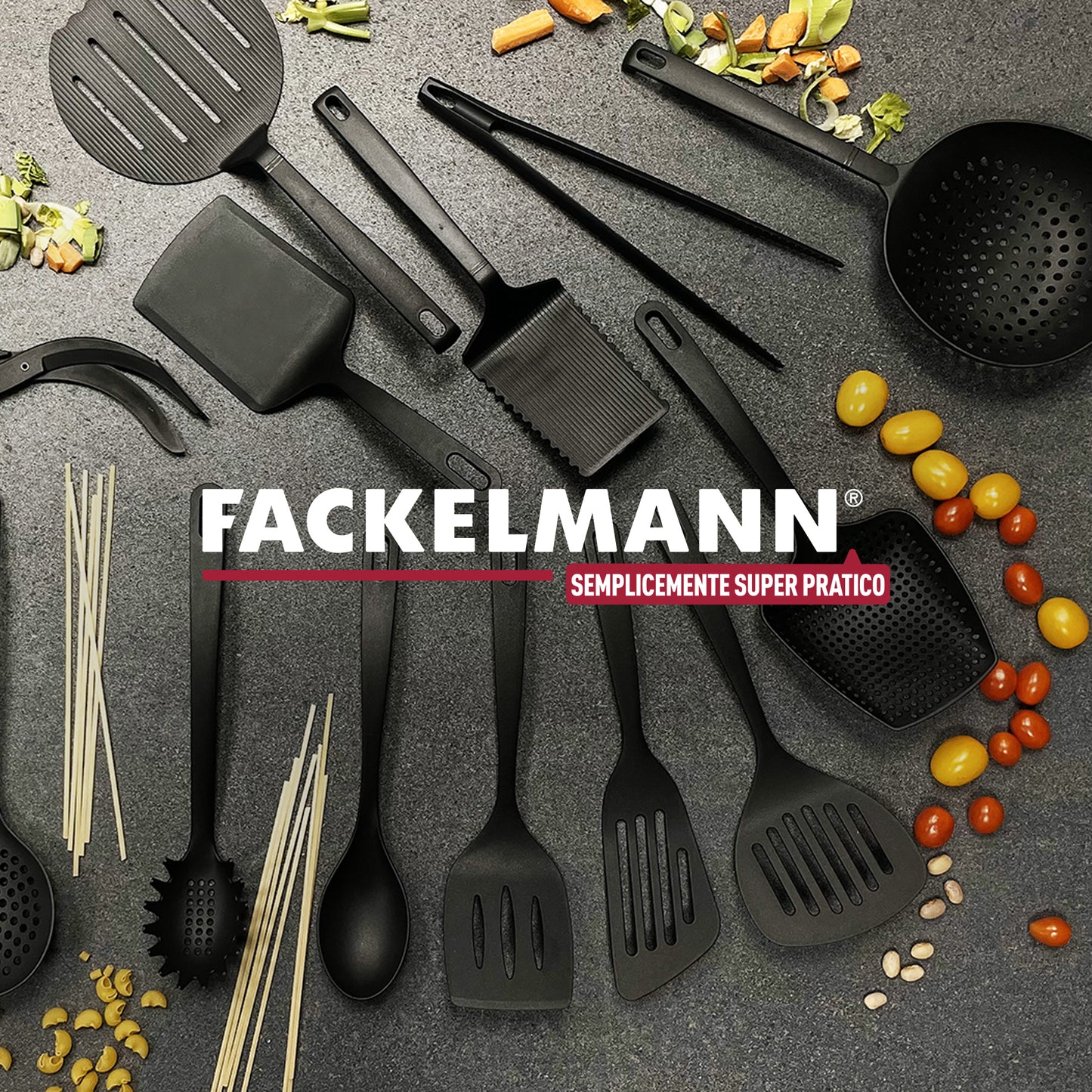 Set di 5 utensili da cucina, in nylon, Linea Nero