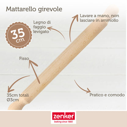Mattarello legno per pasta di zucchero