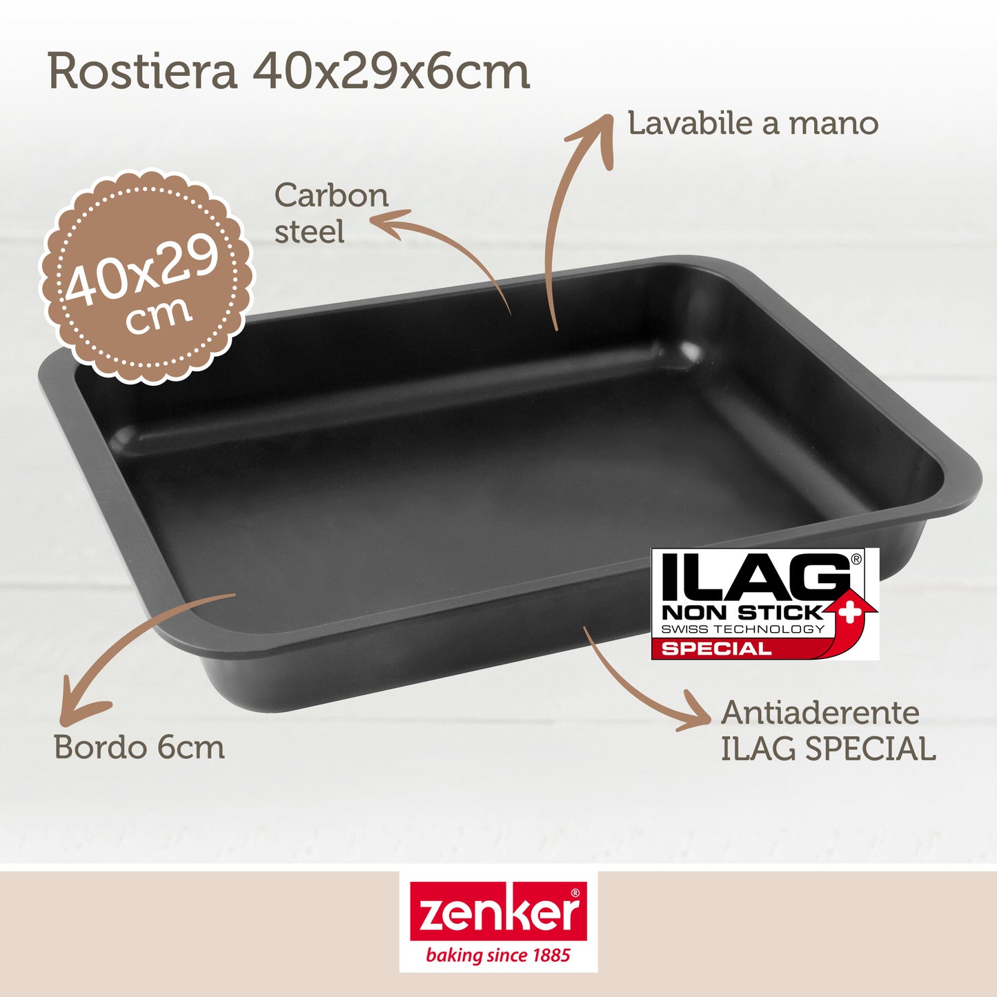 Stampo per lasagne rostiera 40x29x6 cm, Linea Special Cooking