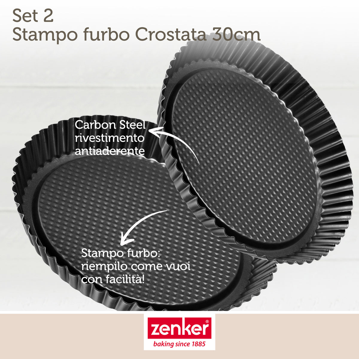 Set di 2 stampi per crostate da 30 cm