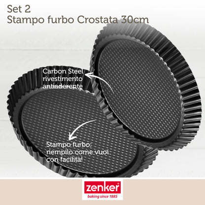 Set di 2 stampi per crostate da 30 cm