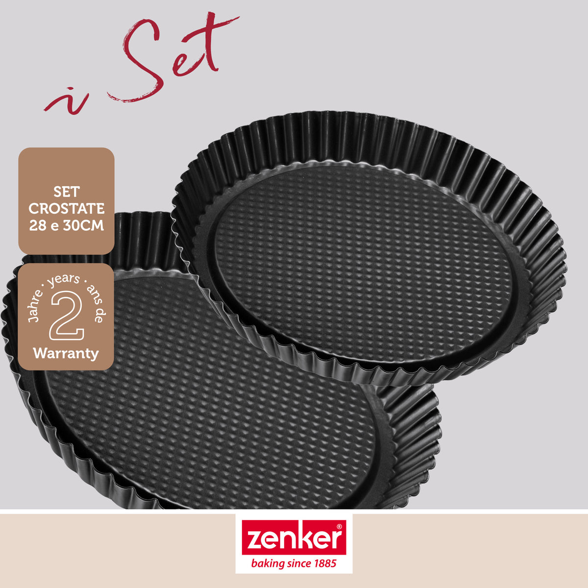 Set di 2 stampi per crostata, 28 e 30 cm