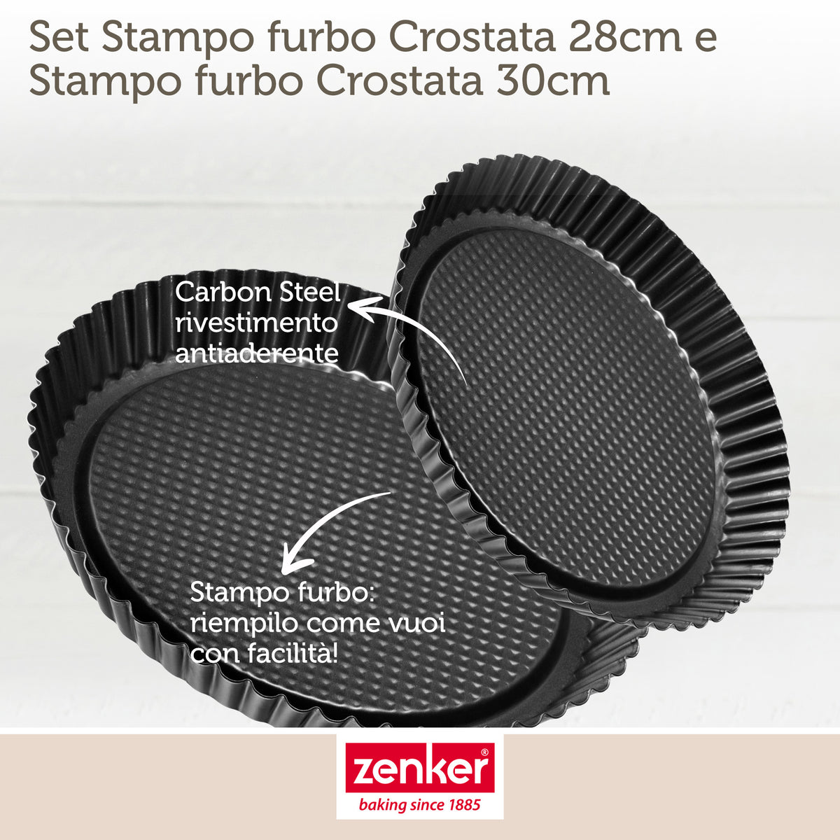 Set di 2 stampi per crostata, 28 e 30 cm
