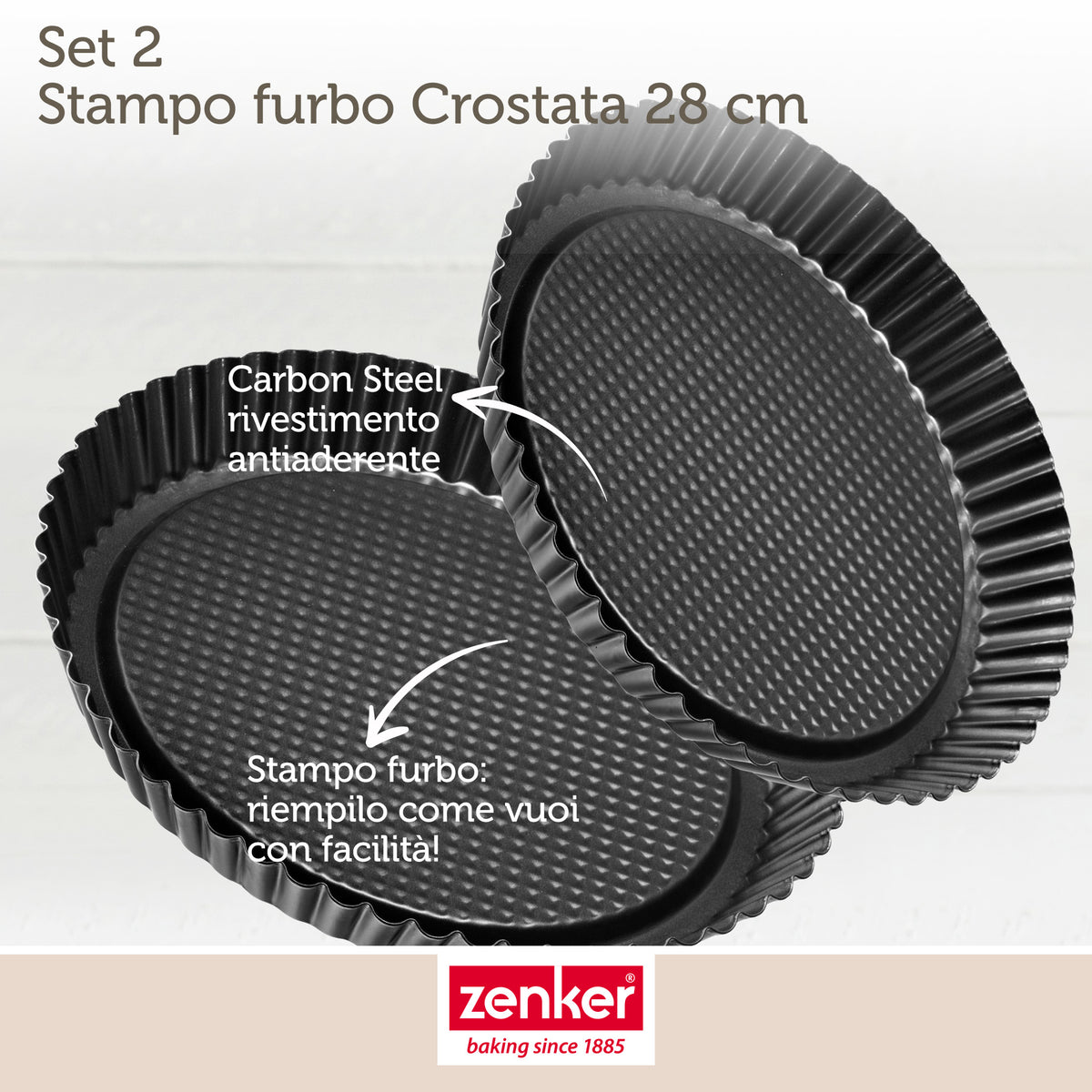 Set di 2 stampi per crostate da 28 cm
