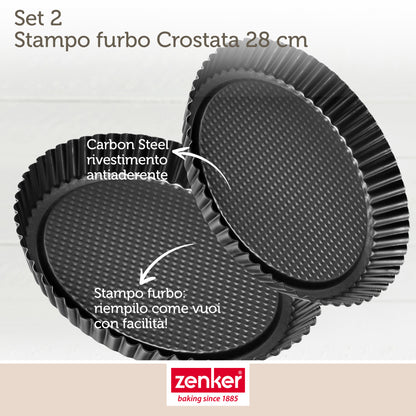 Set di 2 stampi per crostate da 28 cm