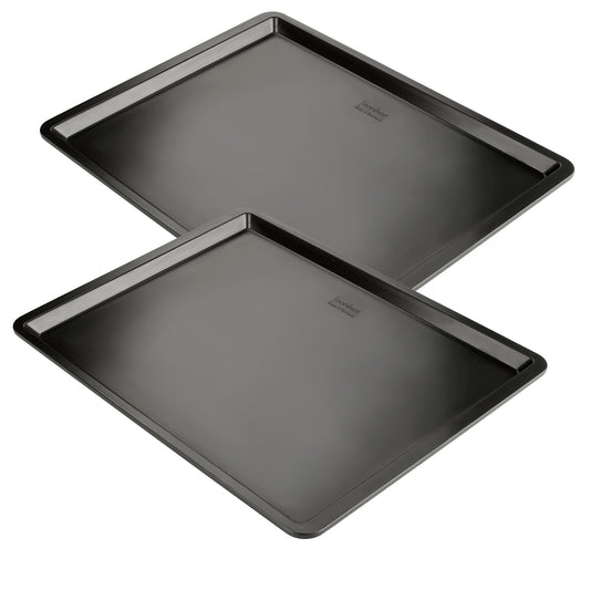 Set di 2 teglie da forno, 42x32 cm, Linea Black Metallic