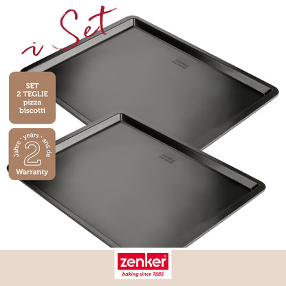 Set di 2 teglie da forno, 42x32 cm, Linea Black Metallic