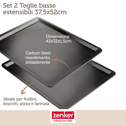 Set di 2 teglie da forno, 42x32 cm, Linea Black Metallic