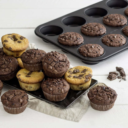 Stampo per muffin a 12 impronte Ø7 cm, Linea Black Metallic