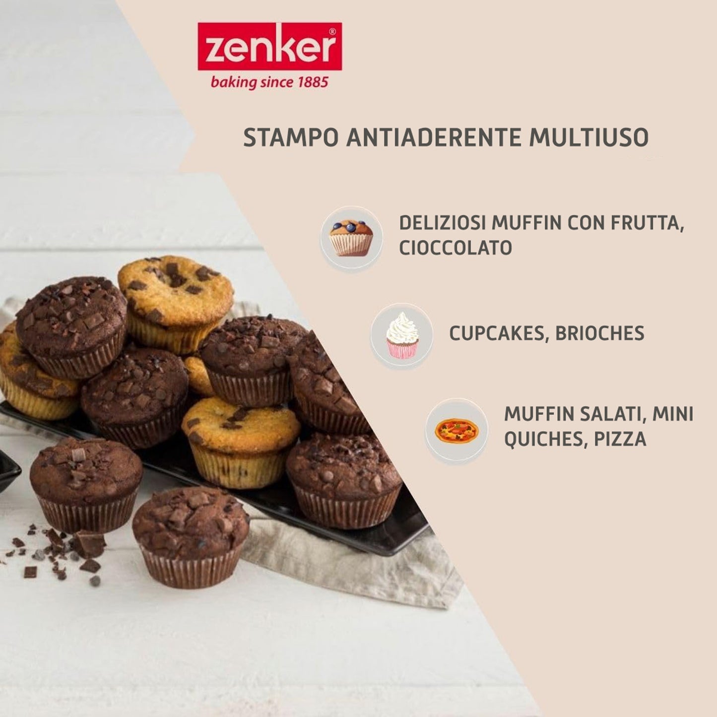 Stampo per muffin a 12 impronte Ø7 cm, Linea Black Metallic