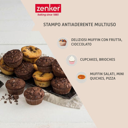 Stampo per muffin a 12 impronte Ø7 cm, Linea Black Metallic