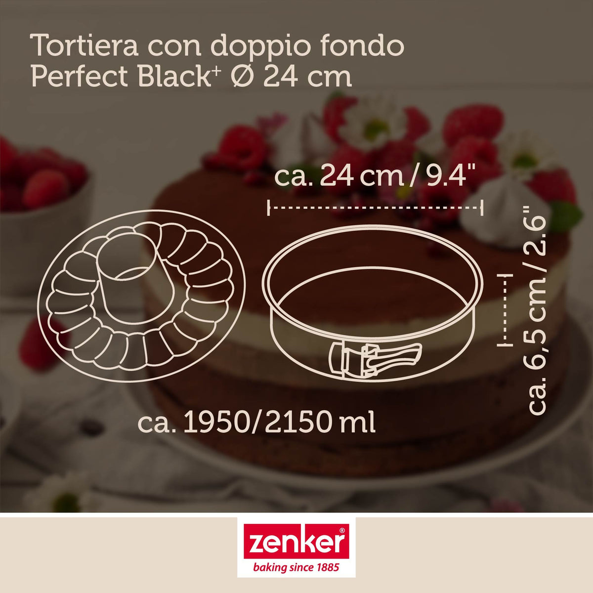 Tortiera apribile, 2 fondi, 24 cm