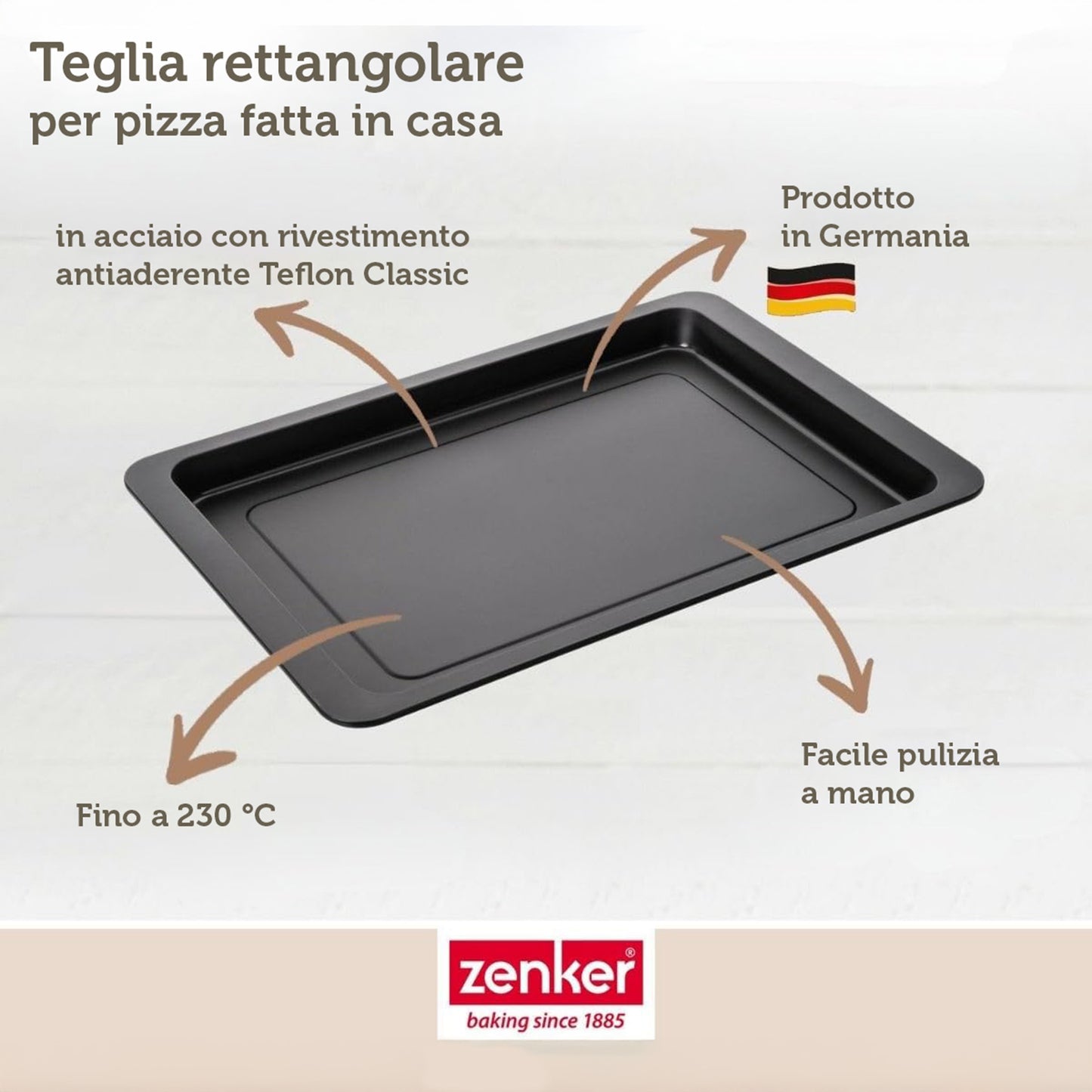 Teglia per pizza e focaccia, 42x29x2,5 cm