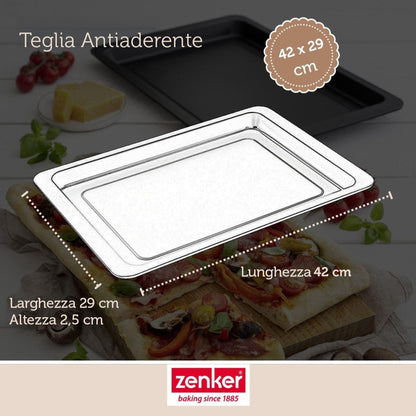 Teglia per pizza e focaccia, 42x29x2,5 cm