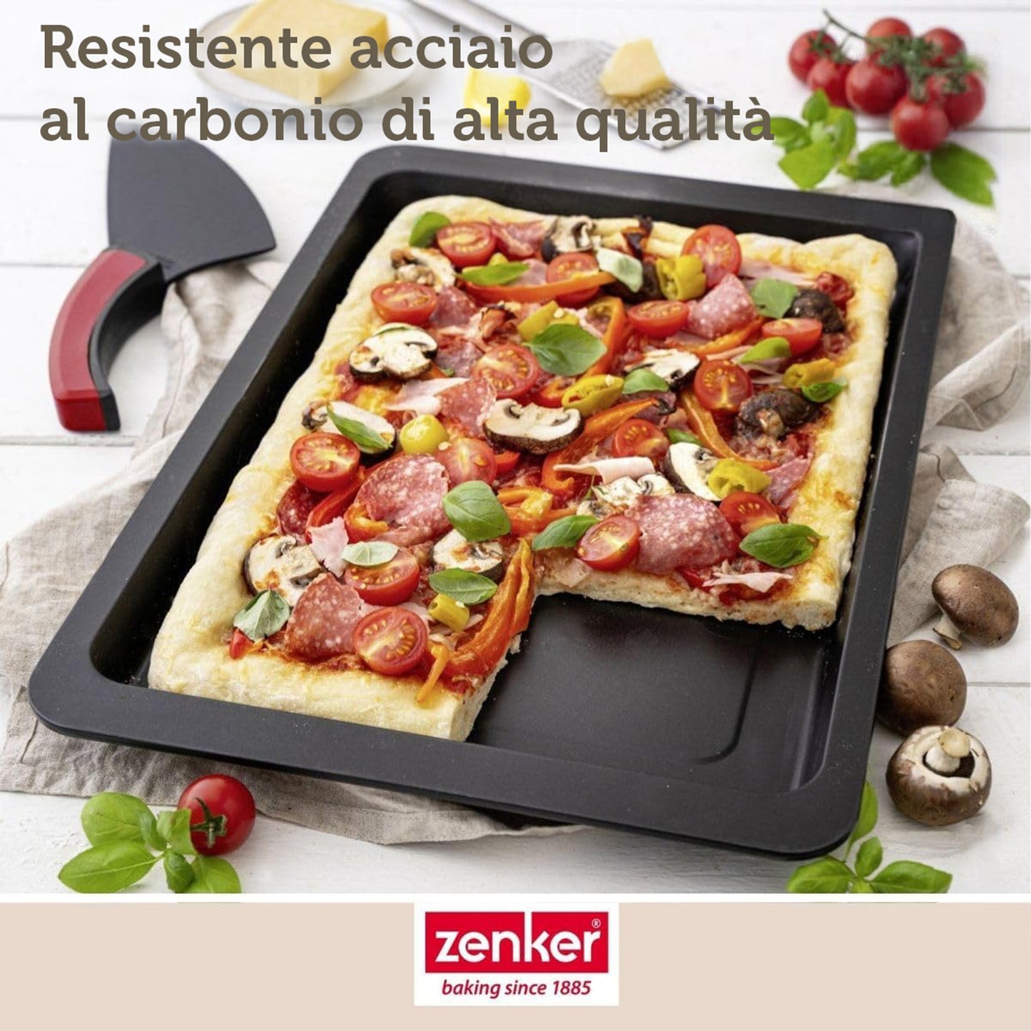 Teglia per pizza e focaccia, 42x29x2,5 cm