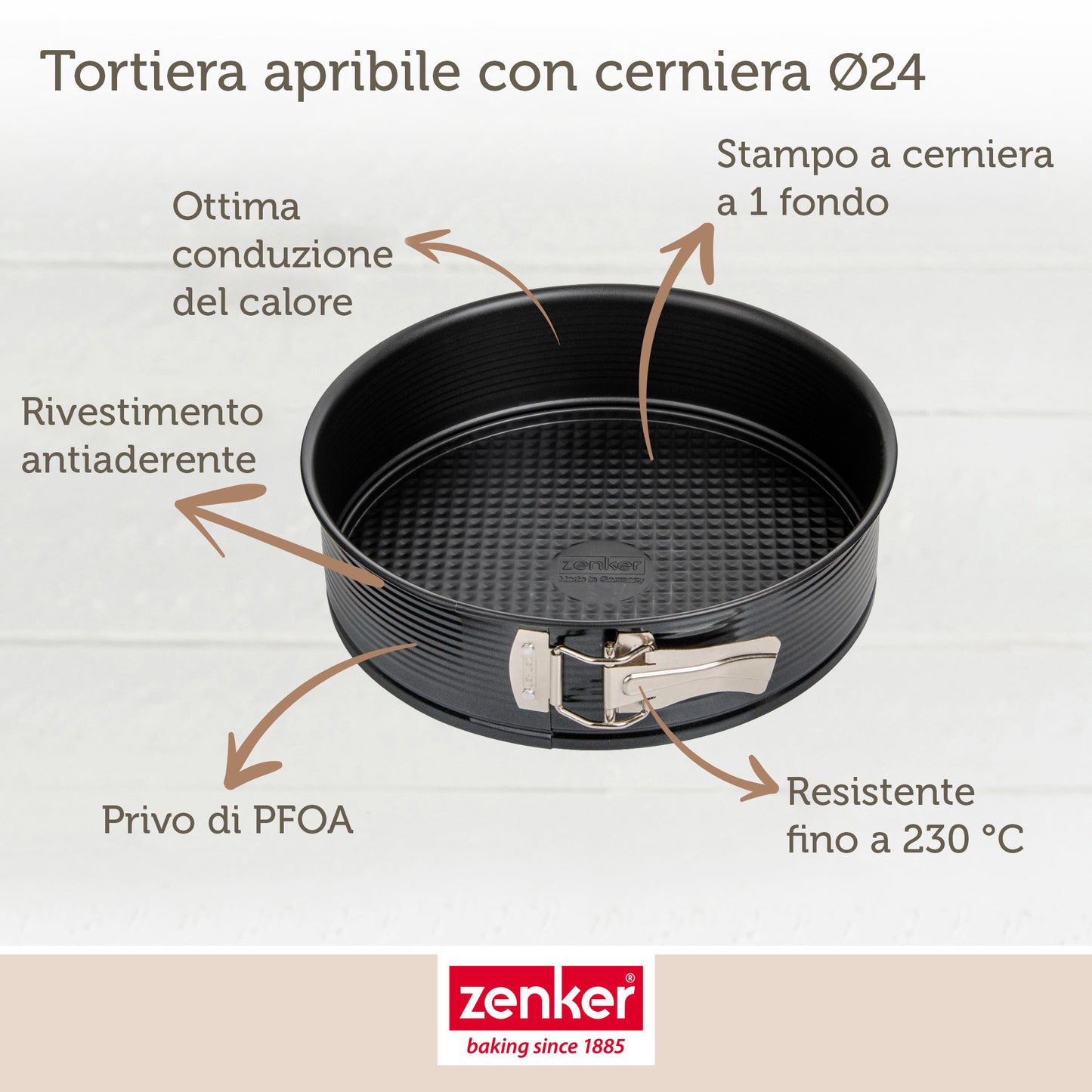 Tortiera antiaderente apribile a cerniera, Ø24cm Linea Black Metallic