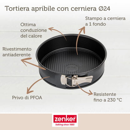 Tortiera antiaderente apribile a cerniera, Ø24cm Linea Black Metallic