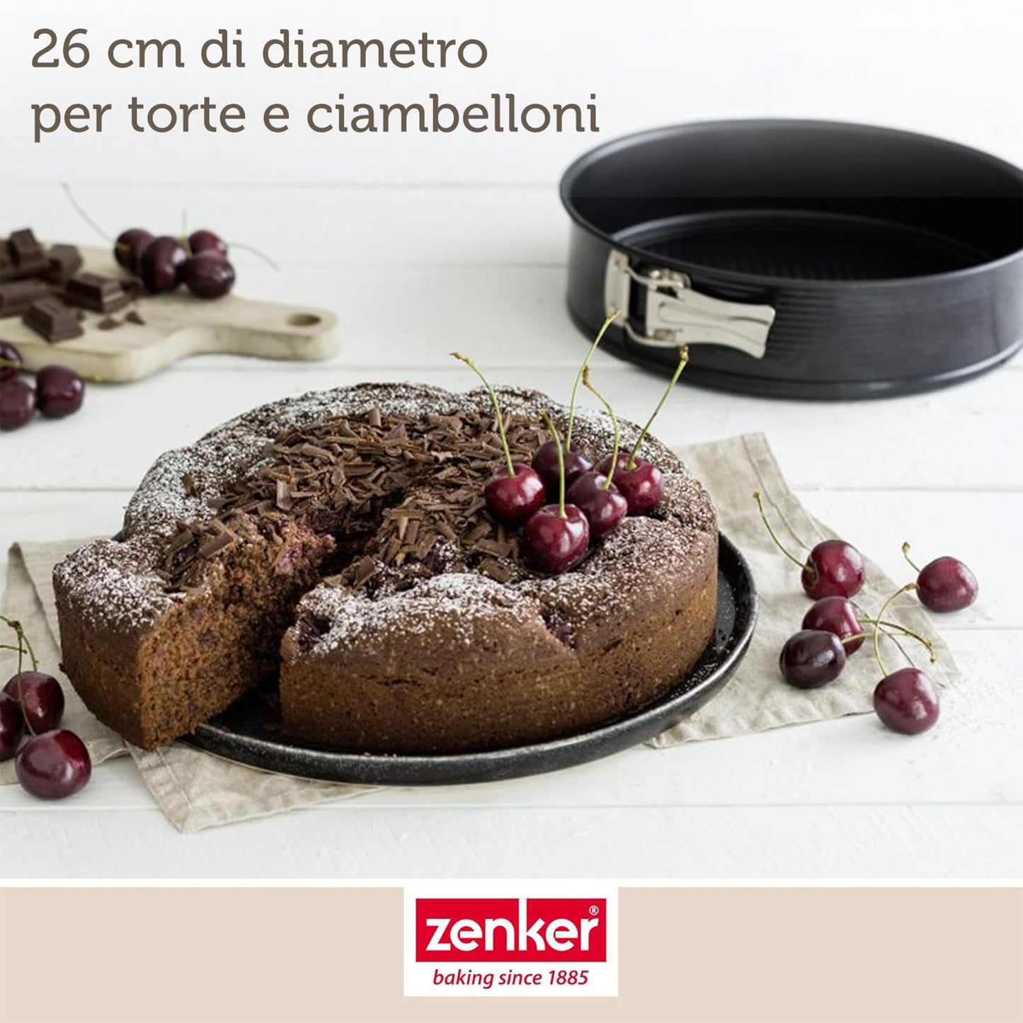 Tortiera apribile a 2 fondi con cerniera, Ø26m Linea Black Metallic