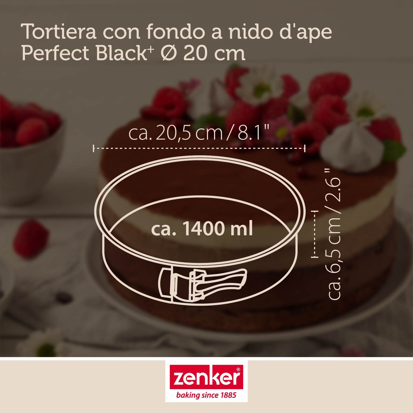 Tortiera con cerniera,  Ø20 cm, Linea Perfect Black